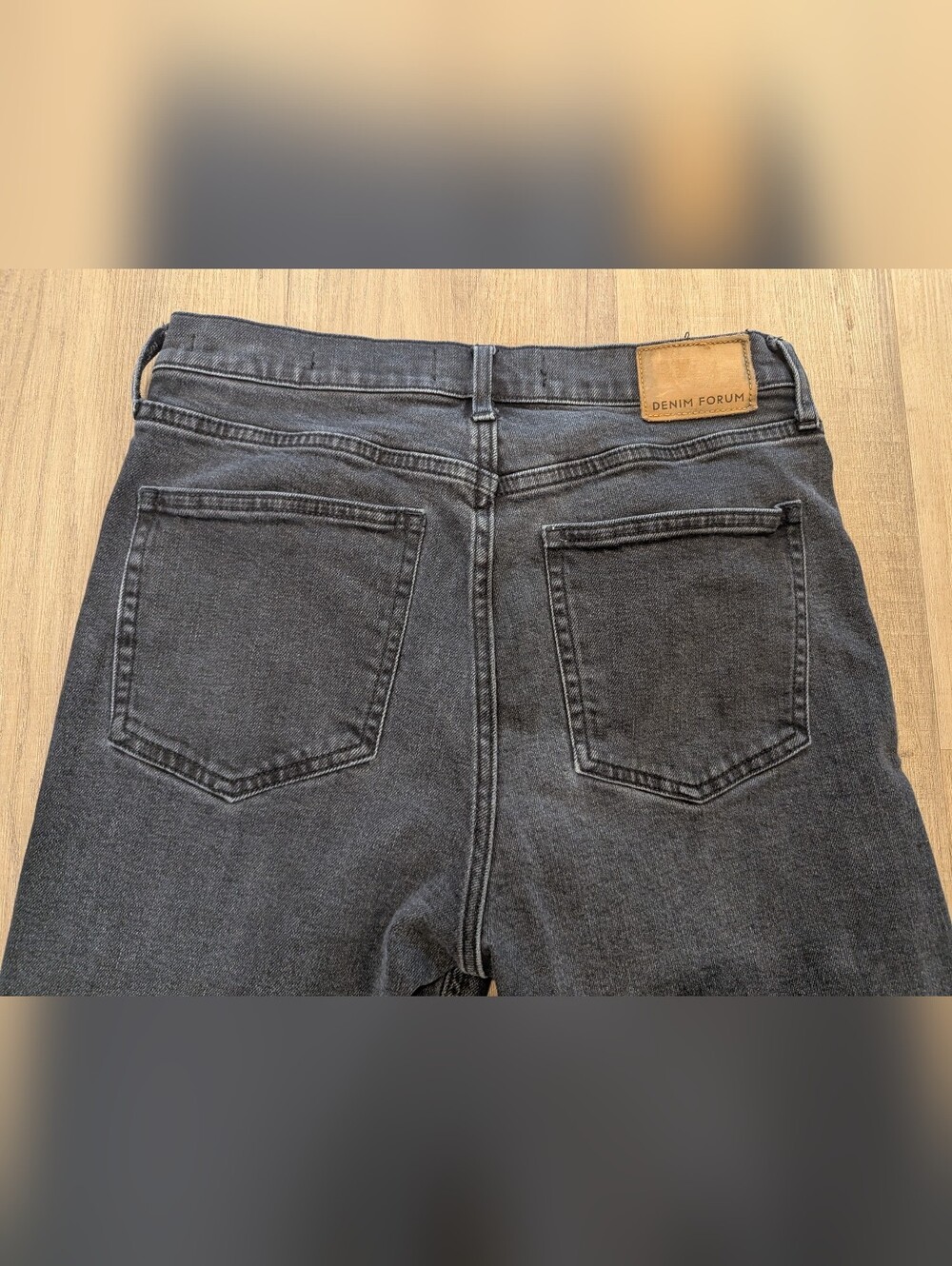 Denim Forum Straight Leg Jeans in Washed Black - Picture 5 of 8